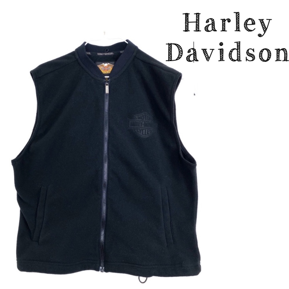 Harley Davidson Fleece Zip up Vest Black